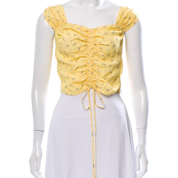 Jill Stuart Floral Print Square Neckline Crop Top - Picture 2 of 5